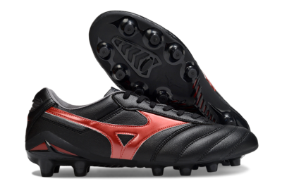 Men's Mizuno Morelia 2 FG Firm Ground Low-Tops Football Boots - Black/Red