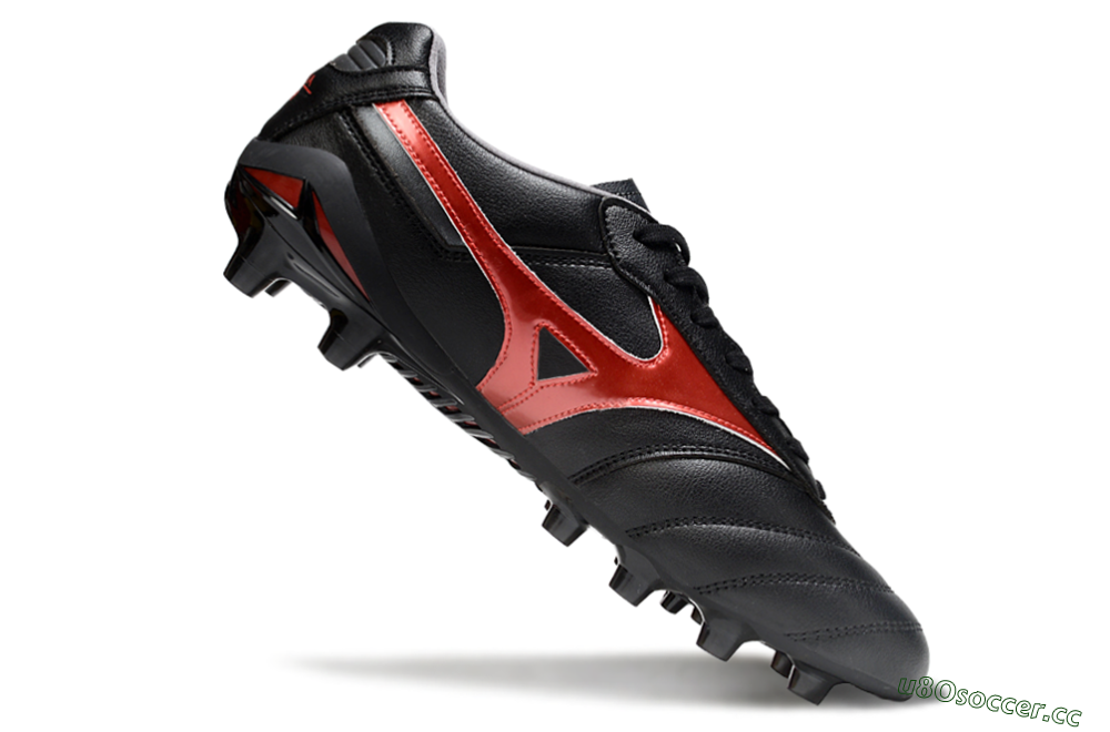 Men's Mizuno Morelia 2 FG Firm Ground Low-Tops Football Boots - Black/Red 4