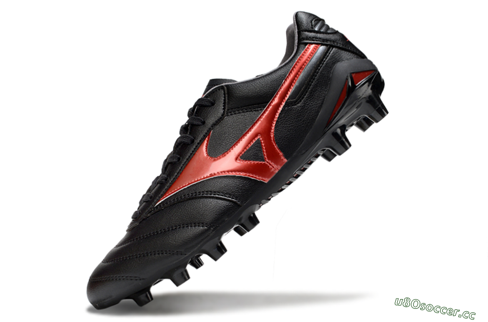 Men's Mizuno Morelia 2 FG Firm Ground Low-Tops Football Boots - Black/Red 5