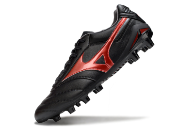 Men's Mizuno Morelia 2 FG Firm Ground Low-Tops Football Boots - Black/Red
