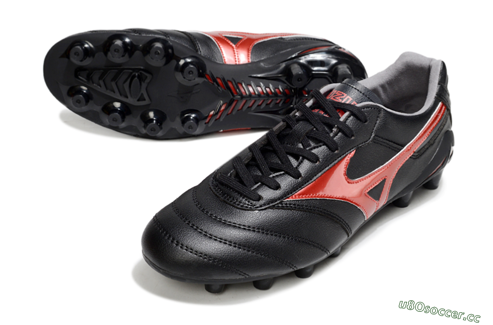 Men's Mizuno Morelia 2 FG Firm Ground Low-Tops Football Boots - Black/Red 3