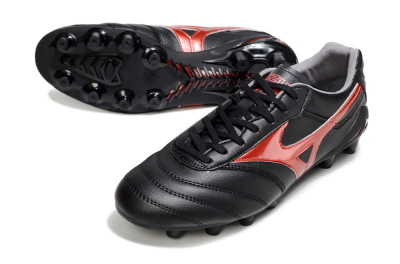 Men's Mizuno Morelia 2 FG Firm Ground Low-Tops Football Boots - Black/Red