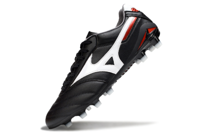 Men's Mizuno Morelia 2 FG Firm Ground Low-Tops Football Boots - Black/White/Red