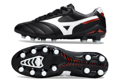 Men's Mizuno Morelia 2 FG Firm Ground Low-Tops Football Boots - Black/White/Red