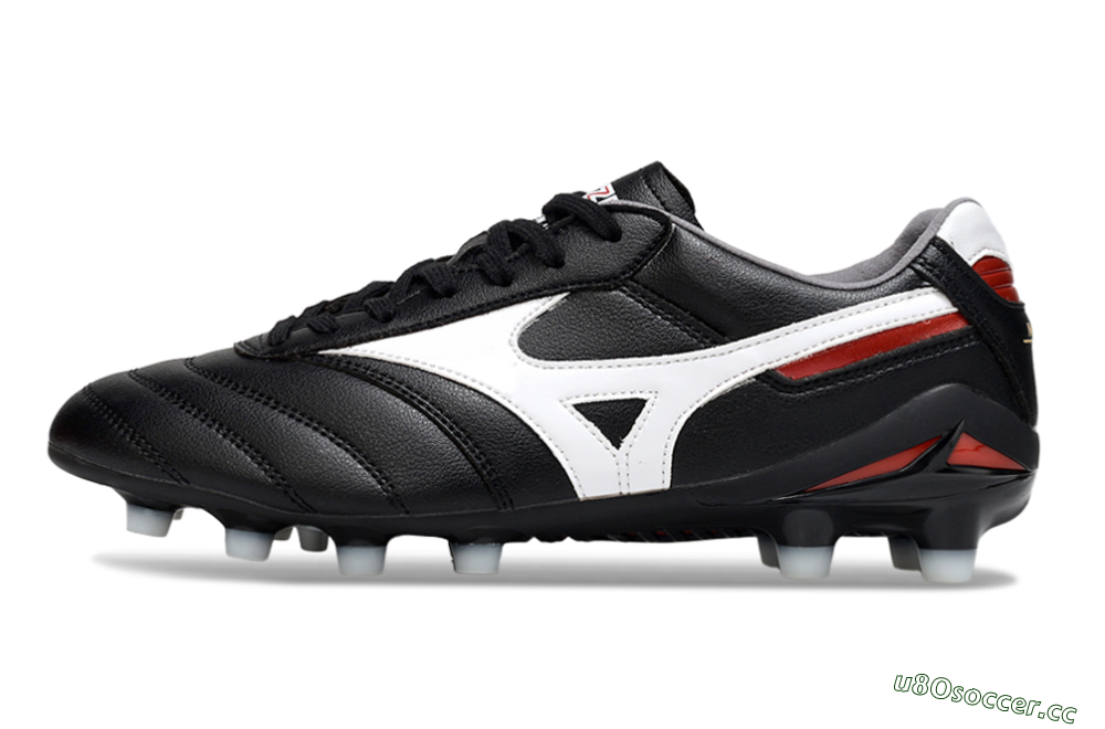 Men's Mizuno Morelia 2 FG Firm Ground Low-Tops Football Boots - Black/White/Red 0