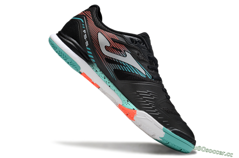 Men's Joma Top Flex IC Indoor & Futsal Low-Tops Football Shoes - Black/Jade/Red 4