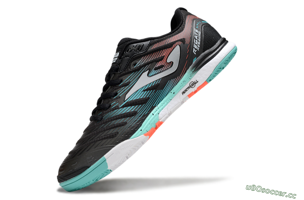 Men's Joma Top Flex IC Indoor & Futsal Low-Tops Football Shoes - Black/Jade/Red 5