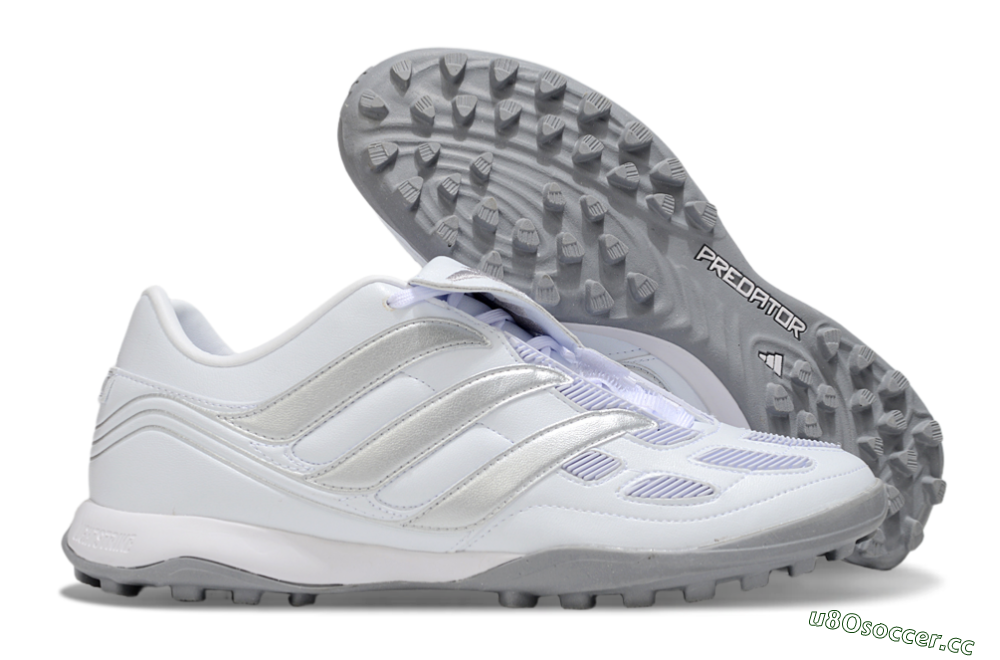Men's Adidas Predator 25 Elite Foldover Tongue TF Artificial Turf Low-Tops Football Shoes - Beige/White/Silver 2
