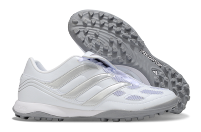 Men's Adidas Predator 25 Elite Foldover Tongue TF Artificial Turf Low-Tops Football Shoes - Beige/White/Silver