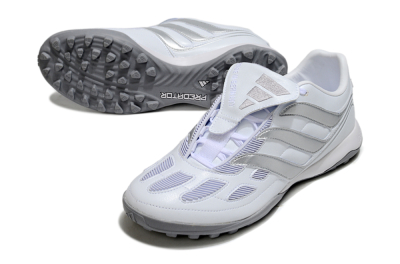 Men's Adidas Predator 25 Elite Foldover Tongue TF Artificial Turf Low-Tops Football Shoes - Beige/White/Silver