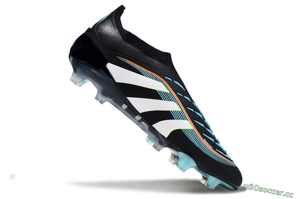 Men's Adidas Predator 25 Elite Laceless FG Firm Ground Low-Tops Football Boots - Black/White/Jade 4