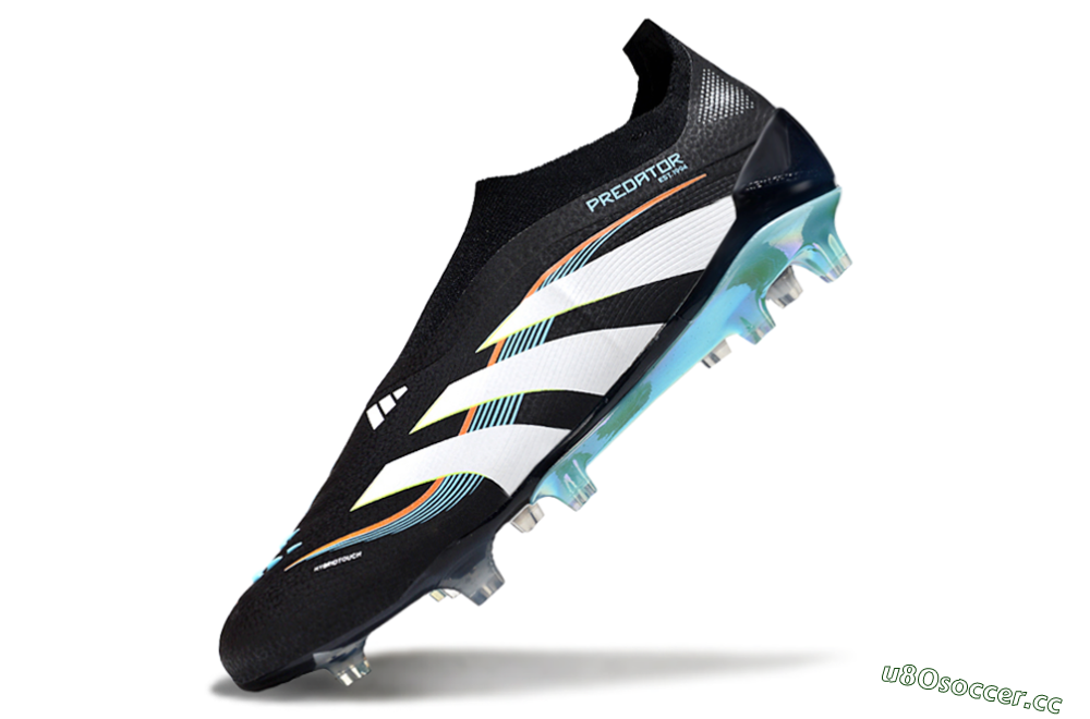 Men's Adidas Predator 25 Elite Laceless FG Firm Ground Low-Tops Football Boots - Black/White/Jade 5