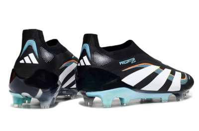 Men's Adidas Predator 25 Elite Laceless FG Firm Ground Low-Tops Football Boots - Black/White/Jade