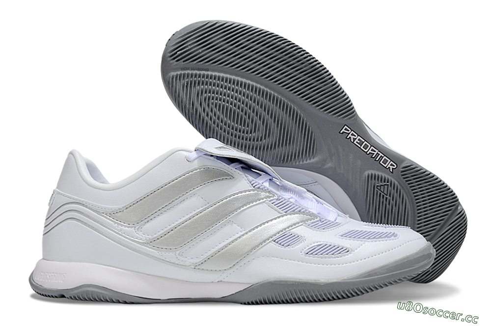 Men's Adidas Predator 25 Elite Foldover Tongue IC Indoor & Futsal Low-Tops Football Shoes - Beige/White/Silver 2