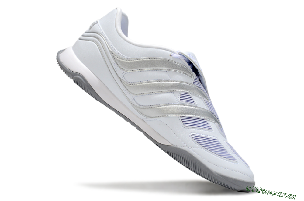 Men's Adidas Predator 25 Elite Foldover Tongue IC Indoor & Futsal Low-Tops Football Shoes - Beige/White/Silver 4