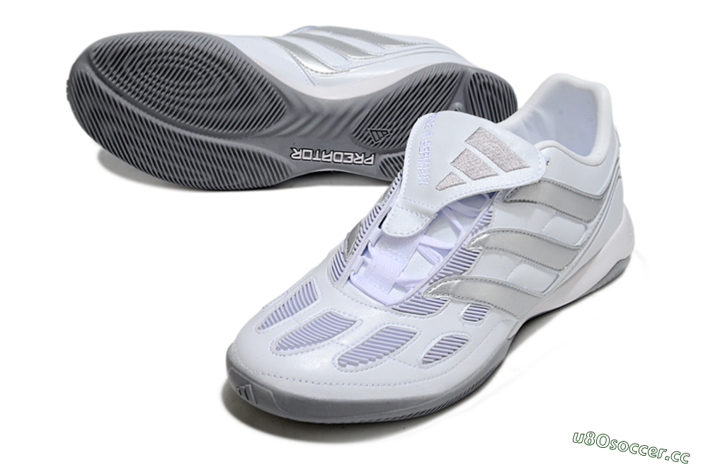 Men's Adidas Predator 25 Elite Foldover Tongue IC Indoor & Futsal Low-Tops Football Shoes - Beige/White/Silver 3