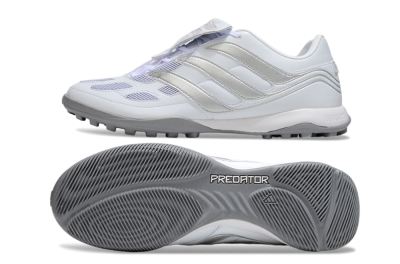 Men's Adidas Predator 25 Elite Foldover Tongue IC Indoor & Futsal Low-Tops Football Shoes - Beige/White/Silver