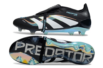 Men's Adidas Predator 25 Elite Foldover Tongue FG Firm Ground Low-Tops Football Boots - Black/White/Jade