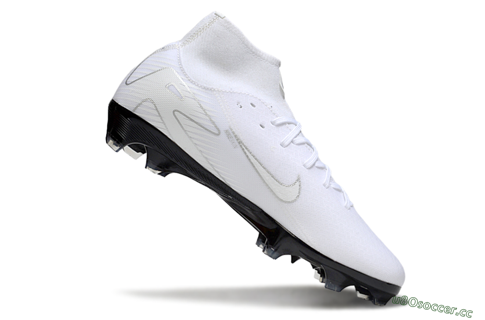 Men's Nike Air Zoom Mercurial Superfly 10 Academy FG Firm Ground High-Tops Football Boots - White/Silver/Black 4