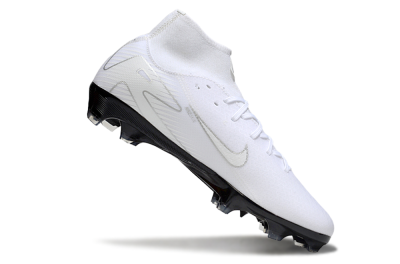 Men's Nike Air Zoom Mercurial Superfly 10 Academy FG Firm Ground High-Tops Football Boots - White/Silver/Black