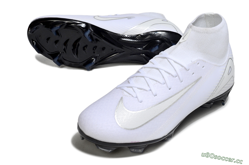 Men's Nike Air Zoom Mercurial Superfly 10 Academy FG Firm Ground High-Tops Football Boots - White/Silver/Black 3