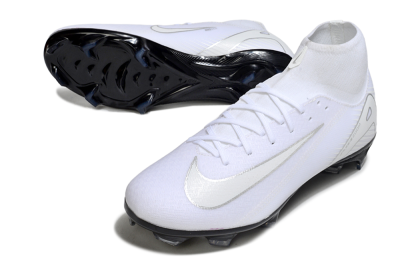 Men's Nike Air Zoom Mercurial Superfly 10 Academy FG Firm Ground High-Tops Football Boots - White/Silver/Black
