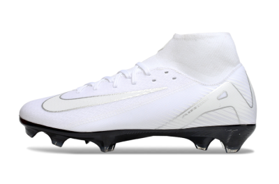 Men's Nike Air Zoom Mercurial Superfly 10 Academy FG Firm Ground High-Tops Football Boots - White/Silver/Black