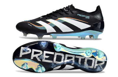 Men's Adidas Predator 25 Elite FG Firm Ground Low-Tops Football Boots - Black/White/Jade