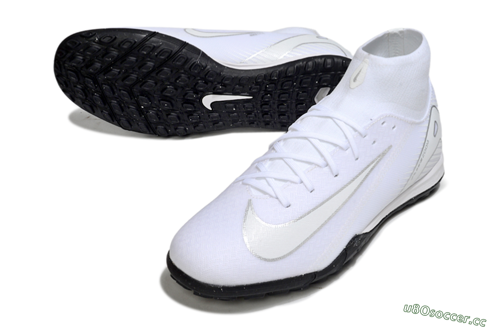 Men's Nike Air Zoom Mercurial Superfly 10 Academy TF Artificial Turf Low-Tops Football Shoes - White/Silver/Black 3
