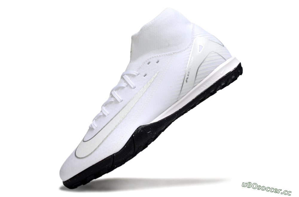 Men's Nike Air Zoom Mercurial Superfly 10 Academy TF Artificial Turf Low-Tops Football Shoes - White/Silver/Black 5