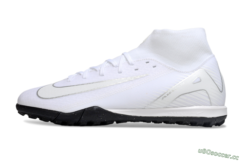 Men's Nike Air Zoom Mercurial Superfly 10 Academy TF Artificial Turf Low-Tops Football Shoes - White/Silver/Black 0