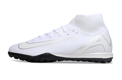 Men's Nike Air Zoom Mercurial Superfly 10 Academy TF Artificial Turf Low-Tops Football Shoes - White/Silver/Black
