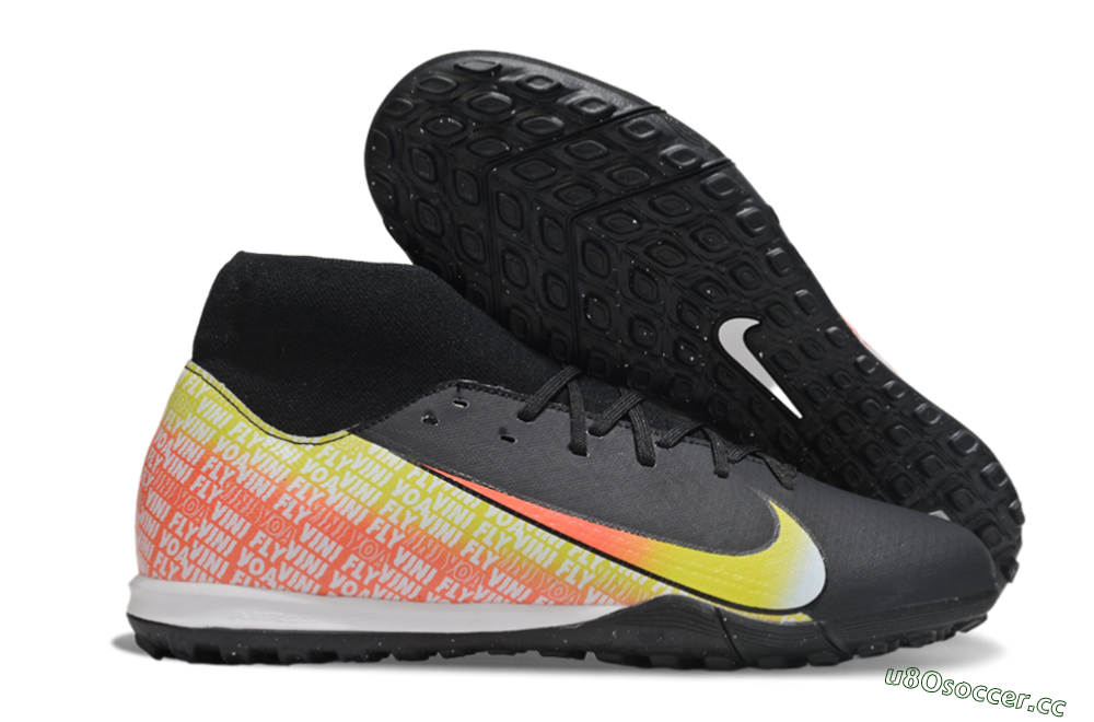 Men's Nike Air Zoom Mercurial Superfly 10 Academy TF Artificial Turf Low-Tops Football Shoes - Black/Yellow/Red 2