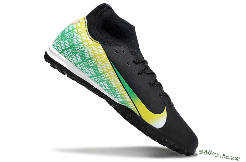 Men's Nike Air Zoom Mercurial Superfly 10 Academy TF Artificial Turf Low-Tops Football Shoes - Black/Yellow/Red 4