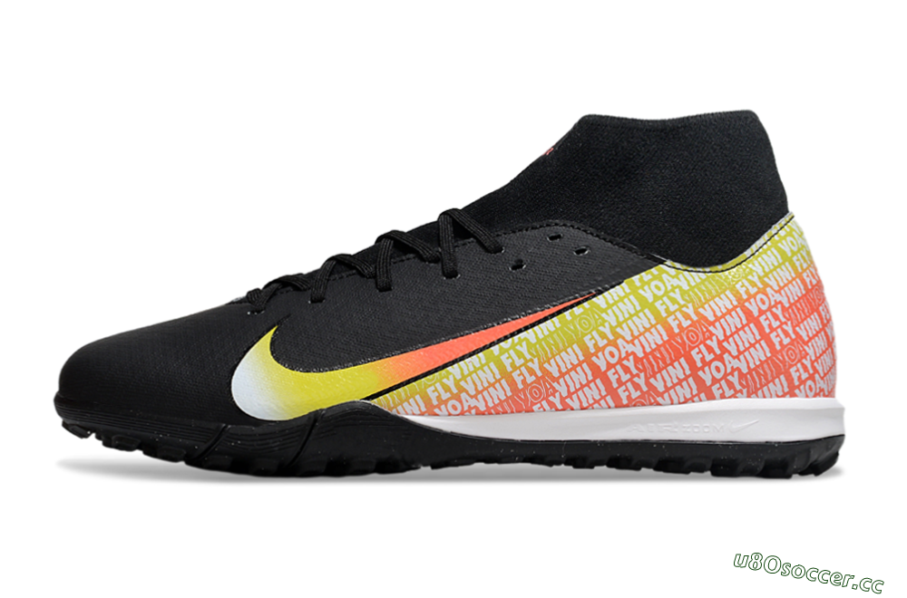 Men's Nike Air Zoom Mercurial Superfly 10 Academy TF Artificial Turf Low-Tops Football Shoes - Black/Yellow/Red 0