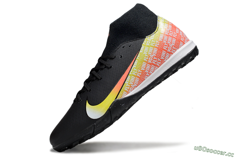 Men's Nike Air Zoom Mercurial Superfly 10 Academy TF Artificial Turf Low-Tops Football Shoes - Black/Yellow/Red 5