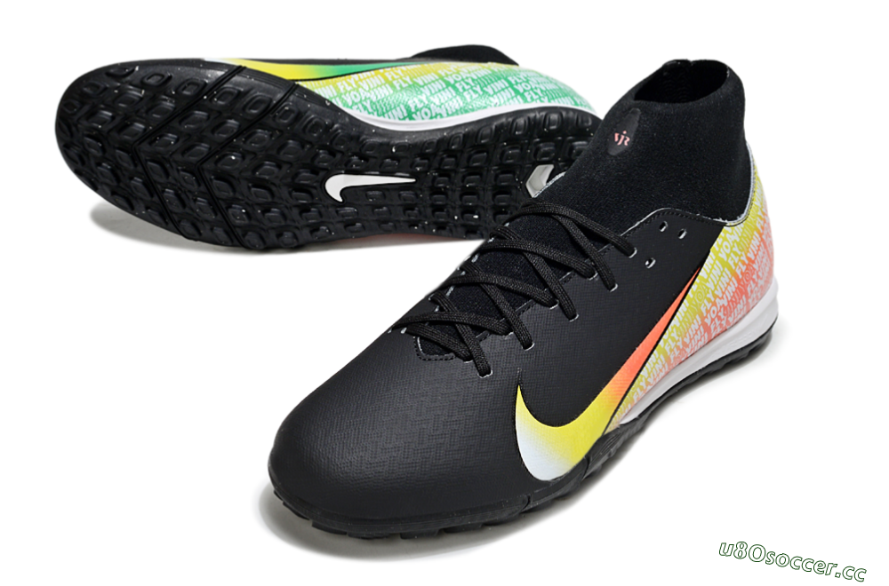 Men's Nike Air Zoom Mercurial Superfly 10 Academy TF Artificial Turf Low-Tops Football Shoes - Black/Yellow/Red 3