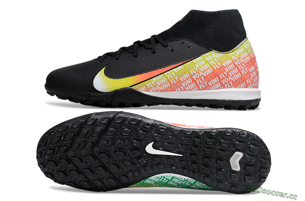 Men's Nike Air Zoom Mercurial Superfly 10 Academy TF Artificial Turf Low-Tops Football Shoes - Black/Yellow/Red 1