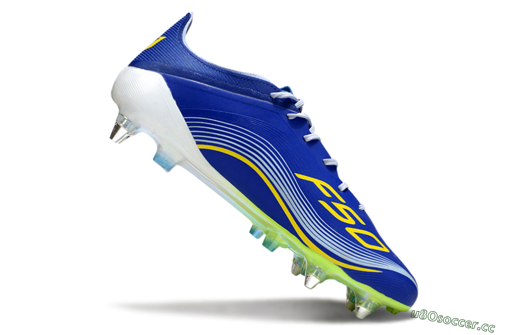 Men's Messi x Adidas F50 Elite SG Soft Ground Low-Tops Football Boots - Blue/Yellow/White 4
