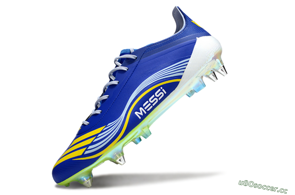 Men's Messi x Adidas F50 Elite SG Soft Ground Low-Tops Football Boots - Blue/Yellow/White 5