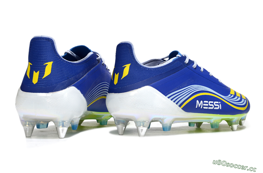 Men's Messi x Adidas F50 Elite SG Soft Ground Low-Tops Football Boots - Blue/Yellow/White 6