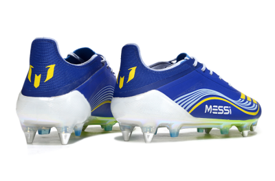 Men's Messi x Adidas F50 Elite SG Soft Ground Low-Tops Football Boots - Blue/Yellow/White