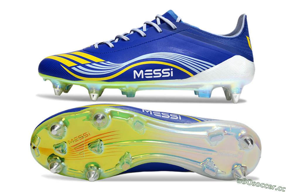 Men's Messi x Adidas F50 Elite SG Soft Ground Low-Tops Football Boots - Blue/Yellow/White 1