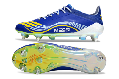 Men's Messi x Adidas F50 Elite SG Soft Ground Low-Tops Football Boots - Blue/Yellow/White