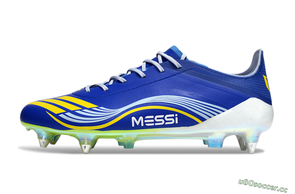 Men's Messi x Adidas F50 Elite SG Soft Ground Low-Tops Football Boots - Blue/Yellow/White 0