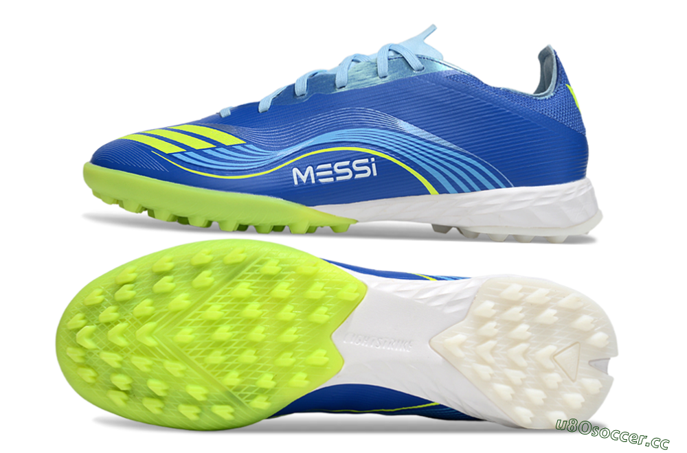 Men's Messi x Adidas F50 Pro TF Artificial Turf Low-Tops Football Shoes - Blue/Yellow/White 1