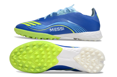 Men's Messi x Adidas F50 Pro TF Artificial Turf Low-Tops Football Shoes - Blue/Yellow/White