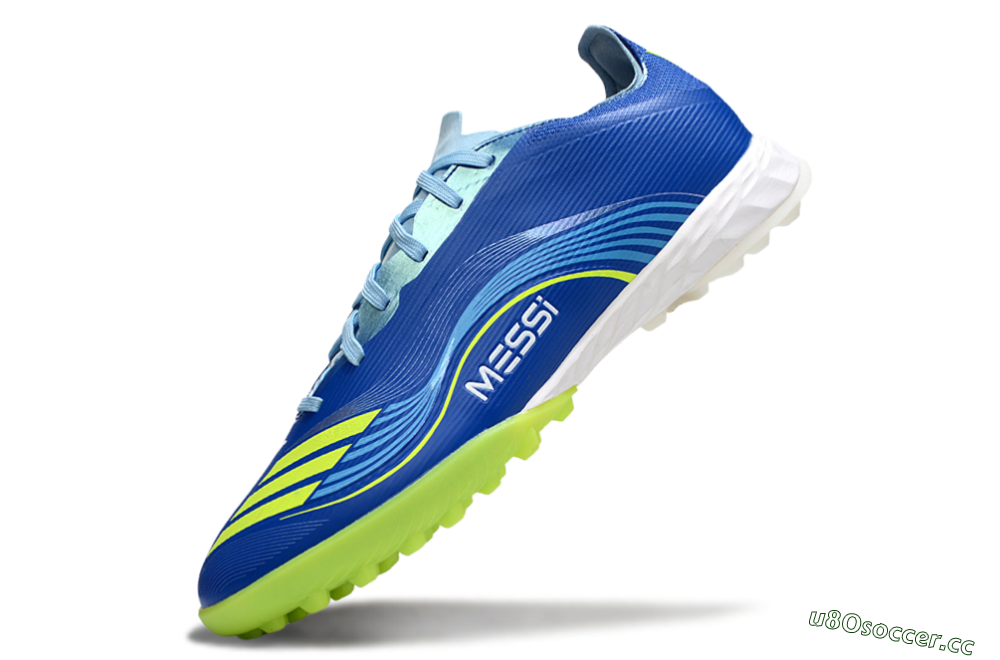Men's Messi x Adidas F50 Pro TF Artificial Turf Low-Tops Football Shoes - Blue/Yellow/White 5