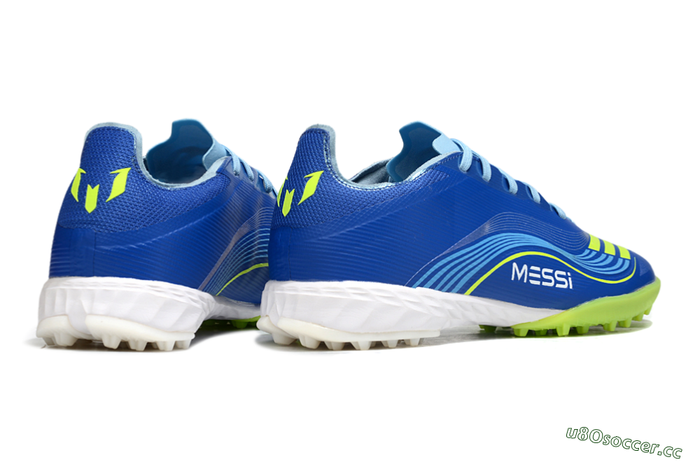 Men's Messi x Adidas F50 Pro TF Artificial Turf Low-Tops Football Shoes - Blue/Yellow/White 6