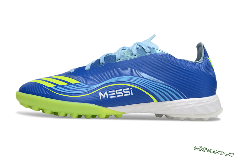 Men's Messi x Adidas F50 Pro TF Artificial Turf Low-Tops Football Shoes - Blue/Yellow/White 0